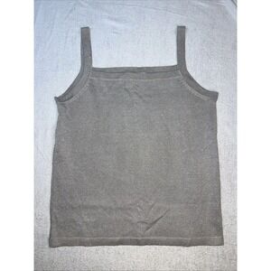 Kevo Silk-linen Blend Small Silver Thread Strappy Tank Top Y2K Square Neckline
